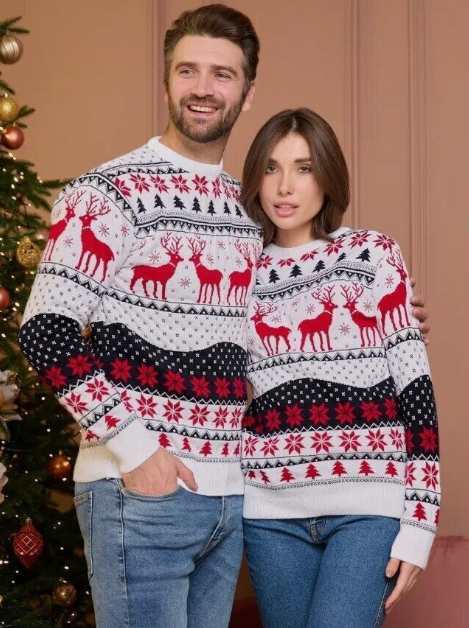 2024 New Year's Clothes Women Men Couples Sweaters Christmas Jumpers Xmas