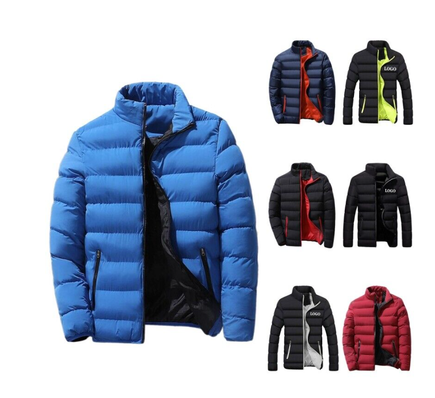 Mens Winter Warm Quilted Parka Down Jacket Padded Bubble Puffer Zipper Coats